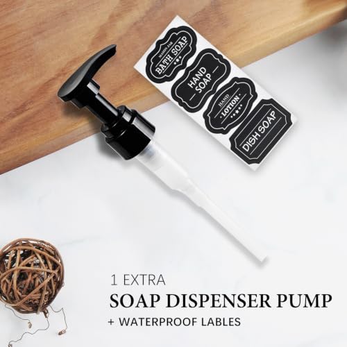 Amolliar Plastic Mason Jar Soap Dispenser with Pump Lid,16OZ Refillable Hand Soap Dispenser Set with Cute Lables, Farmhouse Decor for Kitchen Bathroom, Liquid Soap, Dish Soap (2 Pack, Black) - color: Black Jar + Black Pump
