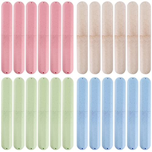 Hedume 28 Pack Travel Toothbrush Case, Portable Dust-proof Breathable Toothbrush Holder for Travel, Business, Home, Camping, School (4 Colors)