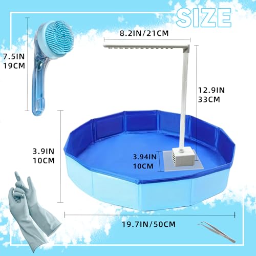 Foldable Bearded Dragon Pool Bathtub, Electric Reptile Bath Pool Bearded Dragon Swimming Pool with Faucet Brush Gloves Reptile Accessories Swimming Pool for Turtle Lizard Small Pets - size: Electric Reptile Pool
