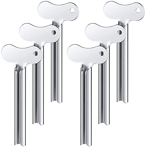 ZOCONE Toothpaste Squeezer, 6pcs Metal Tube Squeezer Key Stainless Steel Toothpaste Roller Tube Wringer for Paint, Cream, Cosmetic and Hair Dye(E) - color: Silver