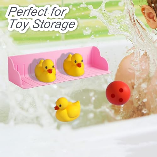 Bathtub Splash Guard, Silicone Bath Tray Spill-Proof Bath & Kitchen Sink Organizer Toy Storage Shelf Waterproof Barrier - color: Light Pink