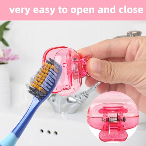 4 Pack Toothbrush Covers Toothbrush Holders Toothbrush Protector Cap Brush Pod Case Protective Portable Plastic Clip for Household Travel, Bathroom, School, Camping, Business (Grey, Red, Orange, Pink) - color: Grey, Red, Orange, Pink