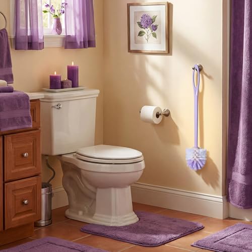 12 Pcs 17.3 Inch Purple Toilet Brush Bulk with Hook Hole Long Handle Toilet Bowl Cleaner Scrubber for Bathroom Household Cleaning Supplies Christmas Home Gifts - color: Purple