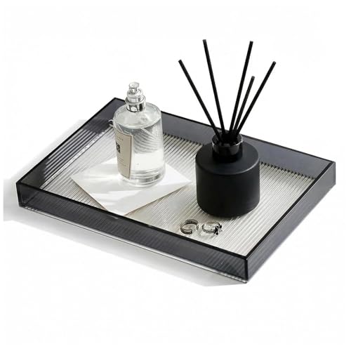 12"x8"Bathroom Vanity Tray for Counter,Black Acrylic Perfume Tray for Dresser,Kitchen soap Dispenser Tray,Coffee Table Tray Decor,Lucite Jewelry Candle Cologne Tray,Toilet Organizer