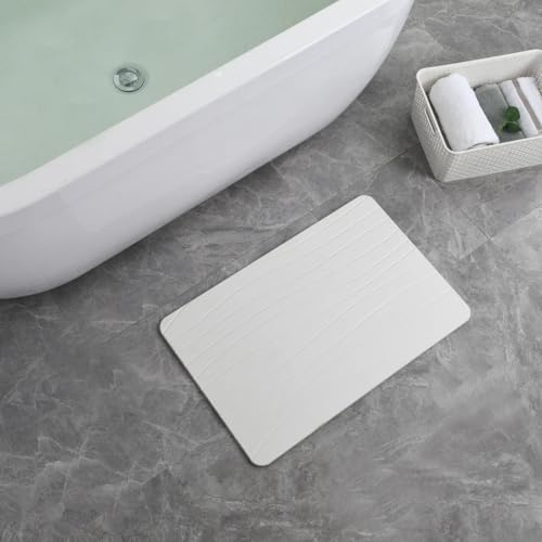 J&V TEXTILES Stone Bath Mat Diatomaceous Earth Shower Mat Non-Slip Super Absorbent Diatomite Stone Mats for Bathroom Floor Quick-Drying Easy to Clean (24''*15'' Grey) (Wave Stone) - color: Wave Stone