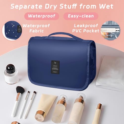 Toiletry Bag Travel Bag with Hanging Hook, Waterproof Capacity Hanging Multifunctional Makeup Bag for Toiletries, Portable Cosmetic Bag Travel Organizer for Women and Men(Royal Blue) - color: A6-Royal Blue