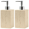 Soap Dispenser14OZ, Travertine Stone Look, 2PCS, Yellow | Luxurious, Modern, Refillable, For Hand Soap, Dish Soap, Lotion, with Rustproof Pump for Bathroom Countertop Kitchen Sink - color: Yellow