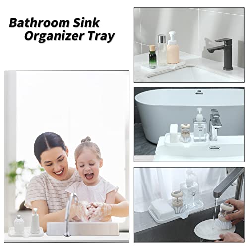 MicoYang Silicone Soap Dish with Drain Spout — Self-Draining Sink Organizer Tray for Bathroom & Kitchen, Sponges, Dispensers & Soap Holder, Non-Slip & Dishwasher Safe, White (Medium, 9.6"×5.3") - color: White, size: M(9.6"×5.3")
