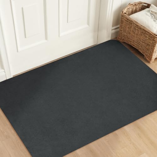 Ultra-Thin Indoor Doormat 36x79 Inch-Low Profile Non-Slip Entryway Mat,Washable Absorbent Floor Mat with Dirt-Resistant Design for Front Door,Kitchen,Hallway,Dark Grey - color: Darkgrey, size: 3' x 6'7" (Rectangular)