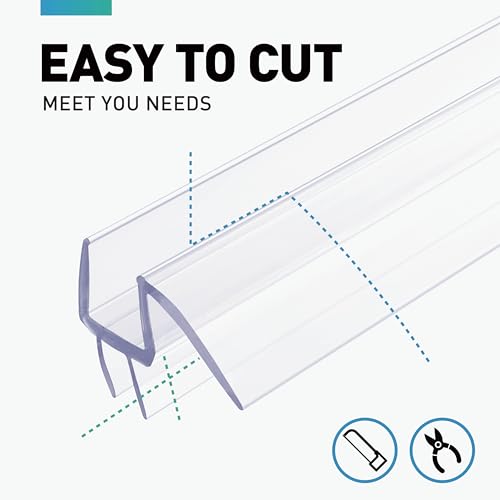 Shower Door Bottom Seal, 2 PCS 1/2"" x 36"" Shower Door Sweep for 1/2 Inch Glass, Frameless Glass Shower Door Seal Strip - Stop Shower Leaks and Create a Water Barrier, Clear - size: For 1/2" Glass