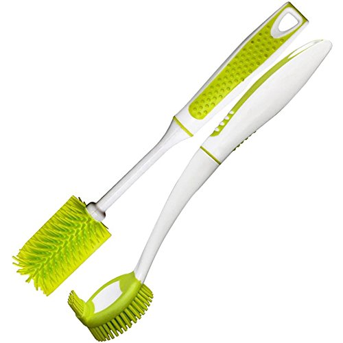 Bottle Brush Dishwashing Cleaning Brush Set, Long Handle Dish Cup Bottle Washing Scrubber for Cleaning Non-Stick Pot Pan Dish Bowl, Water Cups, Coffee Mugs - color: 2pcs Long Handle