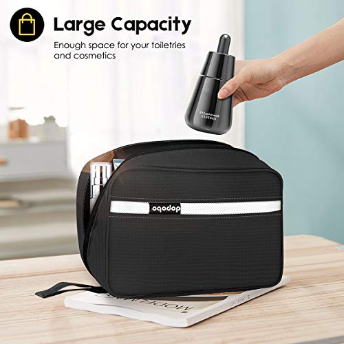 Travel Toiletry Bag for Women, Dopp Kit for Men, Waterproof Makeup Bag Shaving Bag with Hanging Hook, Portable Toiletry Organizer for Traveling and Camping - color: black