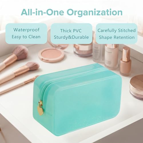 RSRSLEII Stardust Twinkle Jelly Travel Makeup & Toiletry Bag, Waterproof PVC Cosmetic Bag/Case for Women，Zipper SPF Beach Bag for Sunscreen Skincare and Daily Essentials (09Light Blue) - color: 09Light Blue