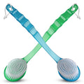 2 Pack Bath Body Brush Long Handle Back Shower Brush Exfoliating Back, Body, and Feet Scrubber Soft Nylon Bristles (Blue & Green)