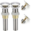 Rockgoya Bathroom Sink Drain,2 Pack Drain Stopper Bathroom Sink Without Overflow,Pop Up Drain Assembly with Detachable Strainer Basket,Built-in Anti-Clogging Strainer,Stainless Steel Brushed Nickel - color: Brushed Nickel-2 Pack, style: Without Overflow
