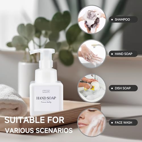 250ML Foaming Soap Dispenser, 2-Pack Plastic Hand Soap Dispenser, Refillable Leakproof Foam Pump Bottle with Waterproof Labels, for Shampoo, Body Wash - color: White, size: 250ML