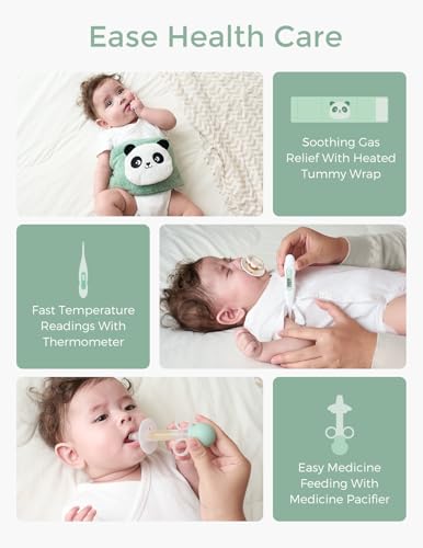 Momcozy Elite Baby Kit, Superior Baby Shower & Registry Essential Kit for Grooming & Health & Cleansing Care, Electric Nail File & Nasal Aspirator,Tummy Wrap,Thermometer,Bath Brush,Teether,Storage Bag - size: Elite Baby Kit
