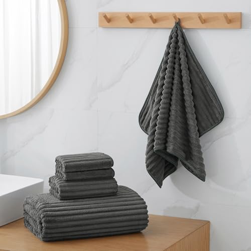 Extra Large Bath Towel Set of 6 (40"x80"),Oversized Bath Sheet Super Soft Highly Absorbent Microfibers Quick Dry Luxury Shower Towel for Bathroom Spa Gym Hotel Yoga (Charcoal Gray, 6Piece) - color: Charcoal Gray, size: 6Piece Towel Set