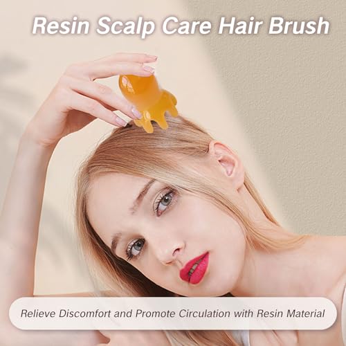 NIIIYTYB 2Pcs Head Massage Tool Scalp Massage Tools Hair Comb Scalp Scraper Tool Chinese Head Spa Tools for Deep Relaxation Massager Tool Full Body 8 Legged Acupressure Massager Yellow - color: Orange