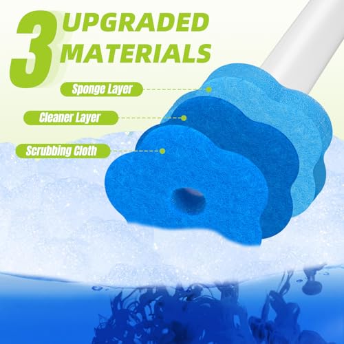 Disposable Toilet Brush, Extended Handle with 48 Cleaner Refills, Toilet Brush for Toilet Bowl Cleaners, Bathroom Cleaning - size: 1 Brush+48 Refills