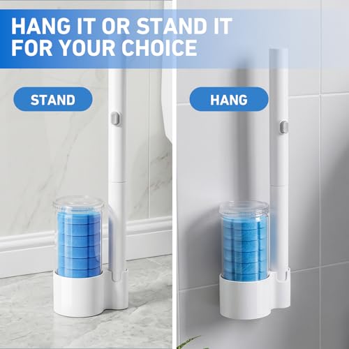 Disposable Toilet Brush 2 Pack- Toilet Bowl Cleaner, Toilet Bowl Brush, Each Toilet Wand with 10PCS Brush Refills for Bathroom Deep Cleaning Long Round Shape (2 Pack, White) - size: 2 Brush + 20 Refills