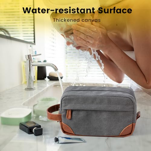 Vorspack Travel Toiletry Bag - Hanging Toiletry Bag for Men Water Resistant Canvas Shaving Bag with Large Capacity for Travel - Light Grey (Pack of 2) - color: Light Grey, size: Medium (Pack of 2)