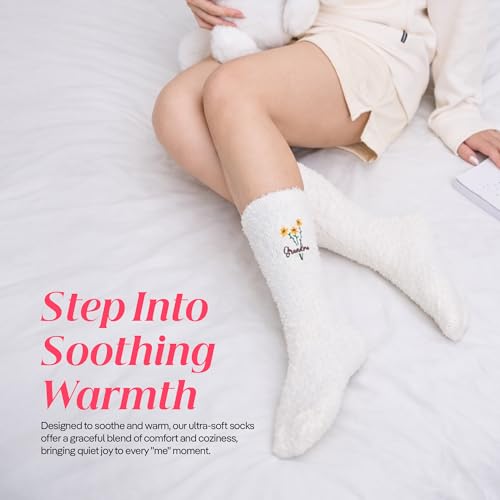 CoolMate Cozy Soft Cloud Socks, Fuzzy Socks for Women - color: B.03 - Grandma Flowers Cream