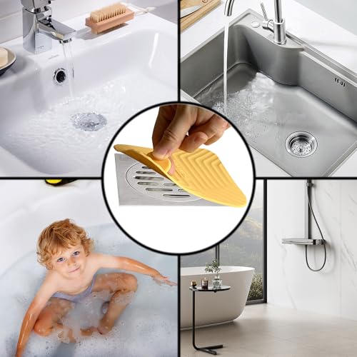 Shower Drain Cover Tub Stopper,2 Pieces Sewer Anti-Odor Mat Deodorizing Drain Plugs for Kitchen,Bathroom and Laundry(5.9x5.9 inch) Yellow - color: Yellow/2-piece Set