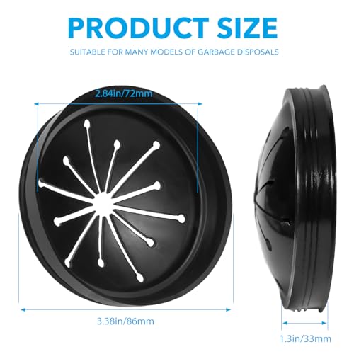 3 3/8" Inch Sink Splash Guard - Rubber Garbage Guard and Disposal Stopper for Whirlaway, Waste King, and GE Models (Black 3 3/8 in) - color: Black 3 3/8 In-2pcs
