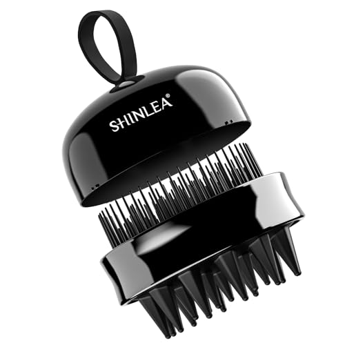 SHINLEA 2 in 1 Scalp Massager Hair Growth,Scalp Scrubber with Soft Silicone Bristles for Dandruff Removal,Shampoo Brush for Exfoliation,Head Massager for Both Wet and Dry Use (Black) - color: Black