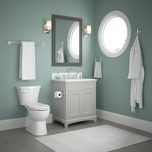 Delta 4-Piece Polished Chrome Bathroom Set Towel Rack, Ring, Toilet Paper Holder, Hook | Nicoli Bath Accessories - color: Polished Chrome