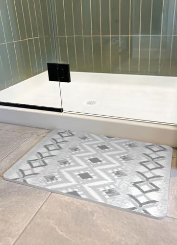 FloorPops Dierdre Grey Quick Dry Diatomite Non Slip Stone Bath Mat - color: Dierdre Grey Stone