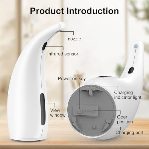 300Ml White Magnetic Charging Automatic Soap Dispenser | Infrared Induction Pump Minimalist Stylish IPX6 Waterproof Structure for Kitchen Bathroom Daily Household Application - color: White