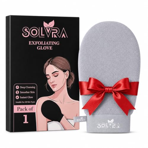 Exfoliating glove for Shower & Exfoliating body scrubber – 100% Vegan Viscose Kessa Mitt for Dead Skin Removal, Self-Tan Fade & Keratosis Pilaris –Dual-Texture Glove for Spa & Massage (1 Pack Gray) - color: Pack of 1 - Gray