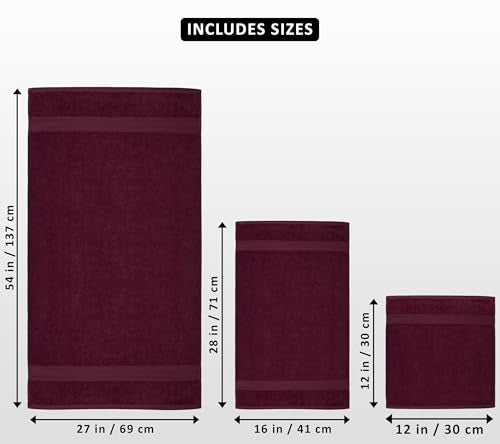 Utopia Towels 8 Piece Luxury Towel Set – Majestic Plush, Super Absorbent & Quicker-to-Dry, Thick 100% Ring Spun Cotton Towels for Bathroom, Spa & Hotel – 2 Bath, 2 Hand, 4 Washcloths, Burgundy - color: Burgundy, size: 8 Pieces Towel Set