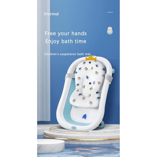 Baby Bath Cushion Pad Newborn Bathtub Mat Infant Bath Supporter Net Baby Bathtub Pillow Non-Slip Floating Bathing Tub Seat (White Star, 28cm*43cm*26cm) - color: White Star