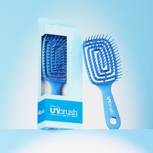FHI Heat UNbrush Flex Detangling Brush — Ultra-Flexible, Pain-Free Hair Brush Detangler with DuoFlex Anti-Static Bristles for Removing Tangles, Massaging Scalp & Faster Styling - color: Blue