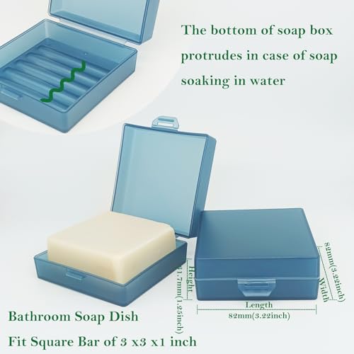 Square Soap Dishes Holder for Shower Travel Container with Lid Lightweight Waterproof Soapbox for Dr. Squatch Men's Bar for Traveling Toiletry Gym Bathroom (Light blue) - color: Light blue