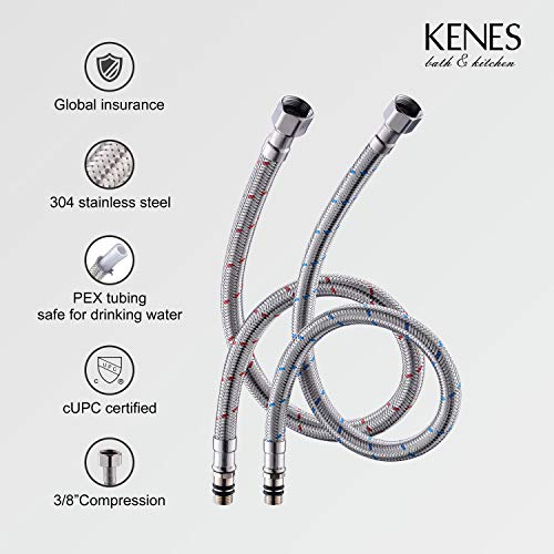 KENES Brushed Nickel Vessel Sink Facuet Single Handle Tall Bathroom Sink Faucet Vanity Bathroom Faucet Basin Mixer Tap with Water Supply Hose and Pop Up Sink Drain, LJ-9031A - color: Brushed Nickel, size: Tall