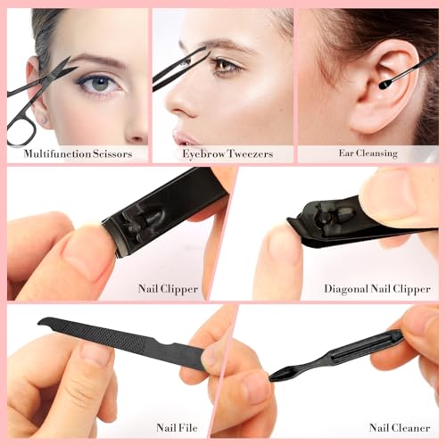 Gifts for Son,Son Christmas Gift Birthday Stocking Stuffers Father's Valentines Day Stepson Gifts Ideas for Him Adult Son from Mom Dad Stepmom Nail Kit Clippers for Men Manicure Pedicure Tools - color: Black Son