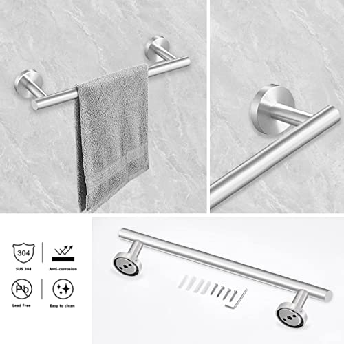 Cilee 10 Piece Brushed Nickel Bathroom Accessories Set, 24inch Brushed Nickel Towel Bar Ring+Toilet Paper Holder+ Robe Towel Hook SUS304 Stainless Steel Bathroon Hardware Set - color: Brushed Nickel, size: 24inch