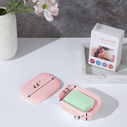 Quatish 2 Pack Travel Soap Container, Portable Soap Holder with Lid, Travel Bar Soap Holder, Soap Case for Camping Gym Travel, Soap Box for Bathroom,Pink - color: Pink