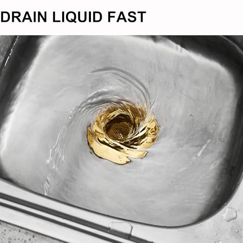LASSHSWA Kitchen Sink Strainer Stainless Steel, Kitchen Sink Drain Strainer, Gold Sink Strainers for Kitchen Sinks with Large Wide Rim 4.5" Diameter (2 PCS)