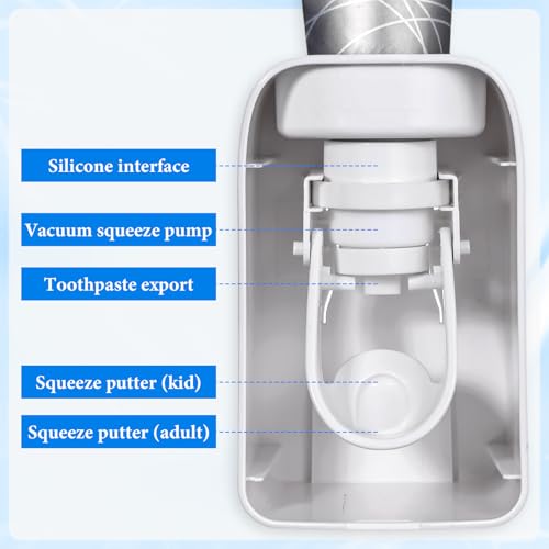 Toothpaste Dispenser Automatic Toothpaste Squeezer Wall Mount Toothpastes Holder Accessories Bathroom Squeezer with Super Sticky Suction Pad for Family Shower for Kids and Adults