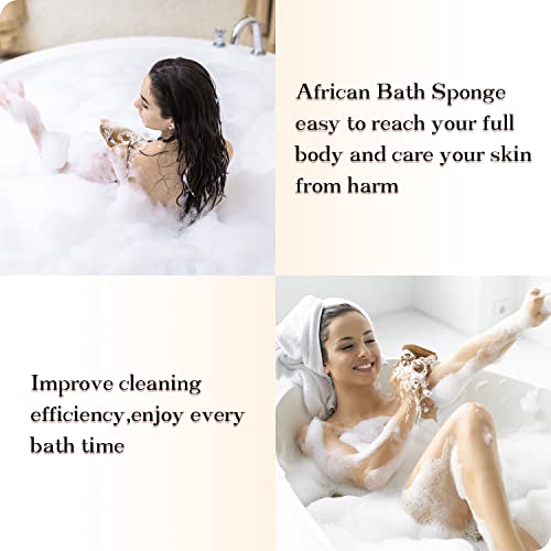 Dr.Pedi 3 Pieces African Net Sponge with Handles Long African Exfoliating Net Washcloth Bath Sponge Net Cloth Wash Net Body Back Scrubber for Shower Loofah - style: deep