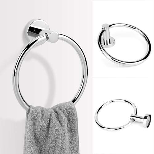 Polished Chrome Toilet Paper Holder Set, Stainless Steel Towel Ring, Double Post Pivoting Toilet Paper Holder and Hand Towel Holder Set for Bathroom, Bathroom Hardware Accessories Set Silver - color: Chrome