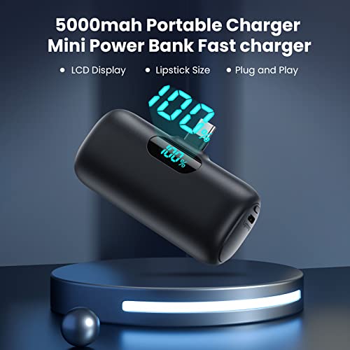 [2-Pack] Mini Portable Charger 5000mAh Power Bank,3A PD USB C Cell Phone Portable Power, LCD Display Battery Pack Compatible with iPhone 17/17 Air/16/16 pro/15/15 pro Max/Android/Samsung/Moto/LG etc - color: Black+Black