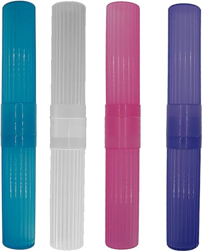 American Comb Toothbrush Holder (Blue,Pink,White,Purple) Made in USA, with Ventilation Holes, for Toothbrush Covers, Toothbrush Holder, Toothbrush Soft, Durable Design, Hygienic Bathroom Accessory - color: Blue,pink,white,purple
