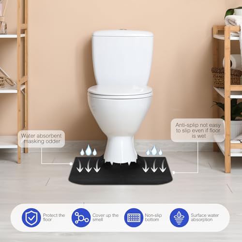 Toilet Rugs U Shaped Washable,Toilet Mats for Bathroom,Snugly Wraps Around Toilet Pedestal(4 Pack, Black) - color: Black