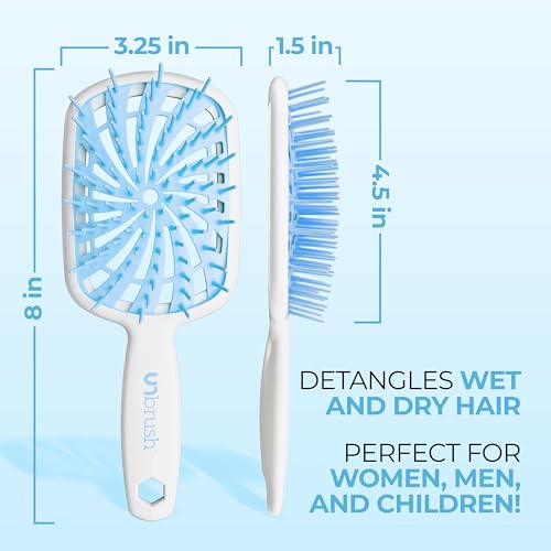FHI Heat UNbrush Plus — Curly Hair Brush for Gentle & Effective Detangling on Wet or Dry Fragile Hair Types — Detangler Brush w/ 84 UltraFlex Bristles, Ultra-light, Vented, Anti Static Hairbrush - color: Cotton Candy